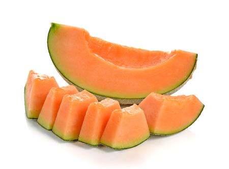 cantaloupe melon isolated on white backgroundの写真素材