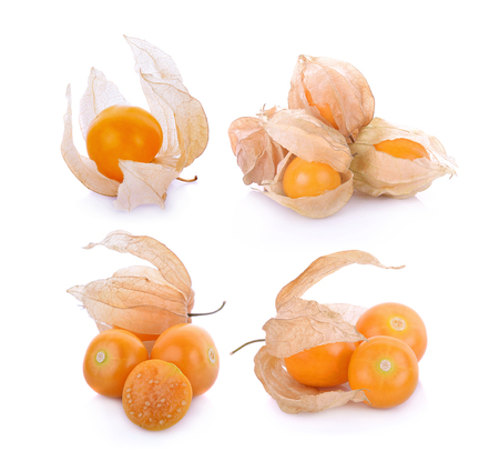 Cape gooseberry (physalis) isolated on white backgroundの写真素材