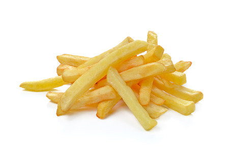 Potatoes fries  isolated on whiteの写真素材