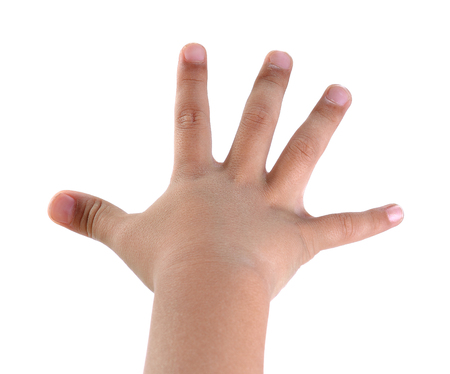 child hand on white backgroundの写真素材