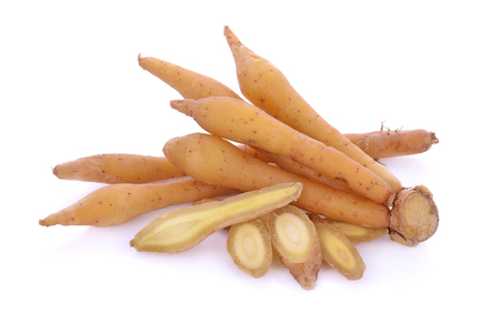 Fingerroot, Kaempfer, Boesenbergia on white backgroundの写真素材