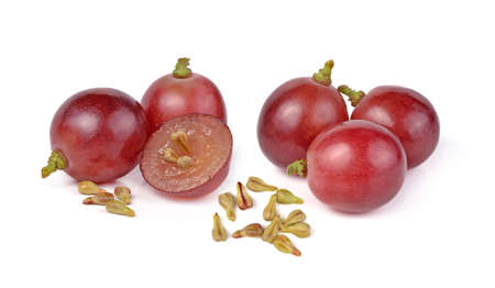 red grapes on white backgroundの写真素材