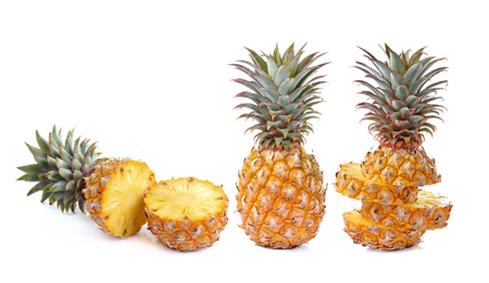 Juicy ripe sliced pineapple isolated on white backgroundの写真素材