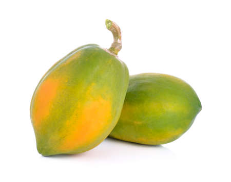 ripe papaya isolated on a white backgroundの写真素材