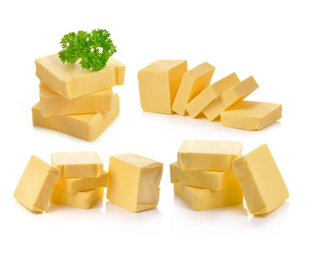 butter on white backgroundの写真素材