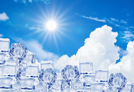 ice cubes in blue skyの写真素材