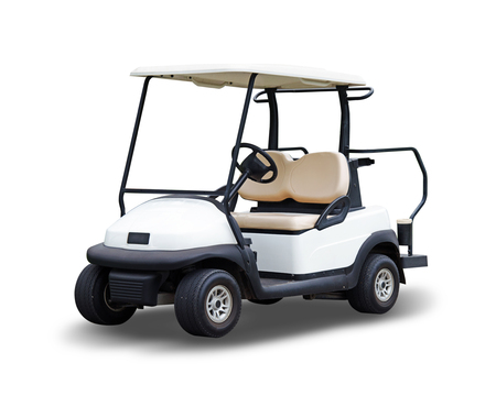 Golf cart golfcart isolated on white backgroundの写真素材
