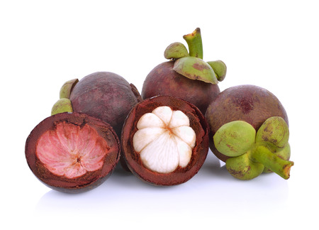 mangosteen isolated on white backgroundの写真素材