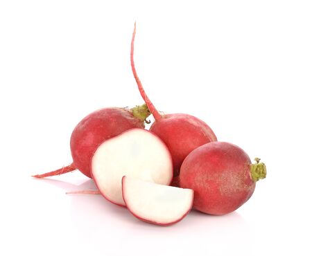 fresh radish isolated on white backgroundの写真素材