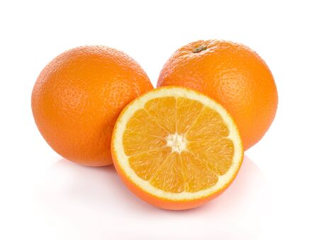 Orange fruit isolated on white backgroundの写真素材