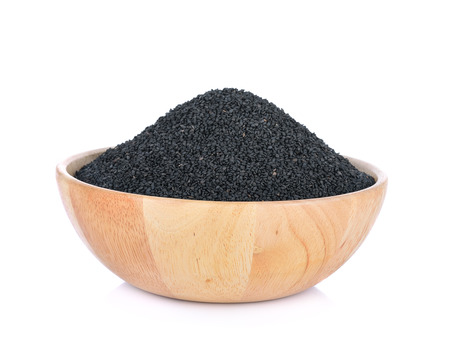 black sesame in wooden cupの写真素材