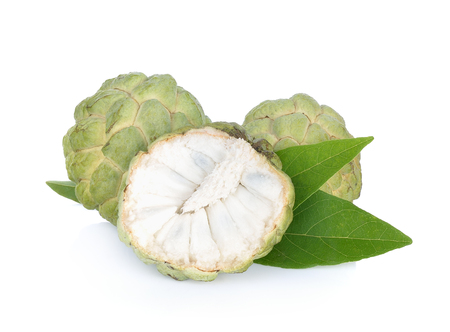 custard apple isolated on white backgroundの写真素材