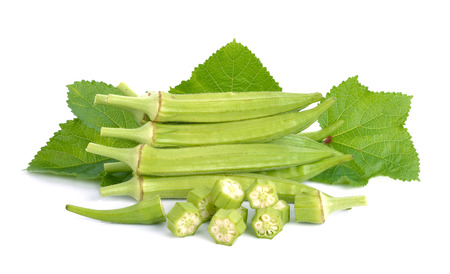 okra isolated on white backgroundの写真素材