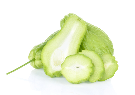 Chayote on white backgroundの写真素材