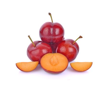 plum isolated on  white backgroundの写真素材