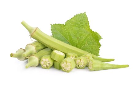 okra  on white backgroundの写真素材