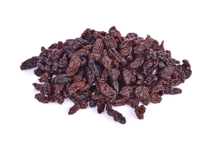 Dried raisins   isolated on white backgroundの写真素材