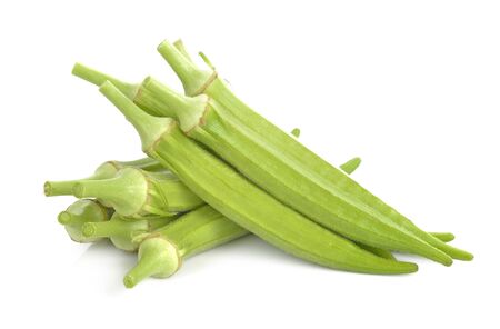 Okra  isolated on white backgroundの写真素材