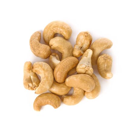 cashew nut isolated on white background,Top view の写真素材