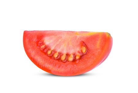tomato slice isolated on white backgroundの写真素材