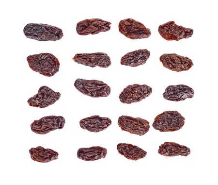 Dried raisins isolated on white backgroundの写真素材