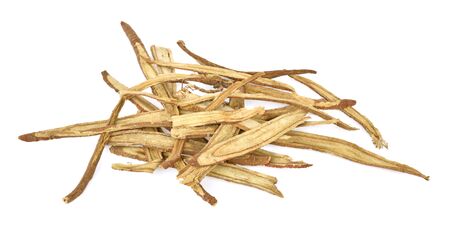 Slice Licorice roots on white backgroundの写真素材