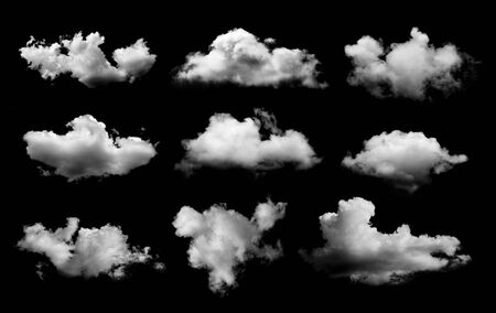 Set fo Clouds on black backgroundの写真素材
