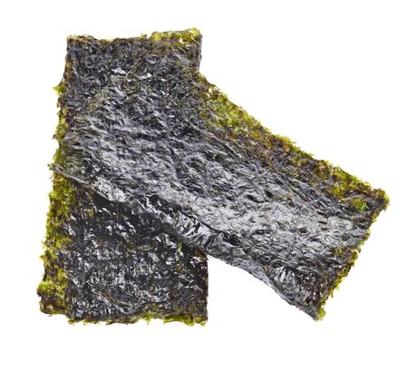 Sheet of dried seaweed, Crispy seaweed isolated on white background.の写真素材