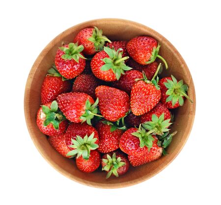 Top view of Strawberry on white backgroundの写真素材