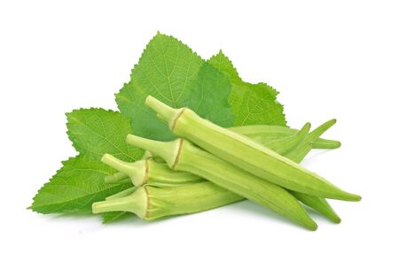 Okra isolated on white backgroundの写真素材