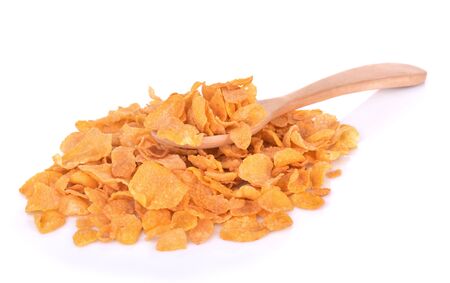 Cornflakes isolated on white backgroundの写真素材