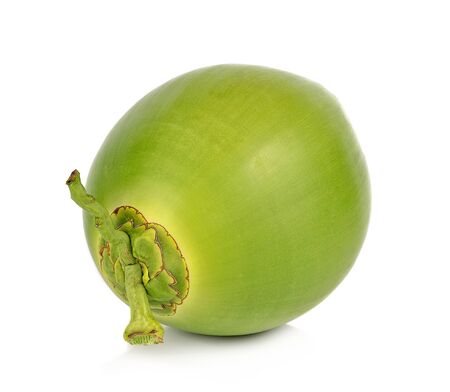 Green coconut Fruit isolated on white background.の写真素材