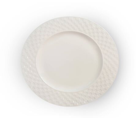 empty plate isolated on white backgroundの写真素材