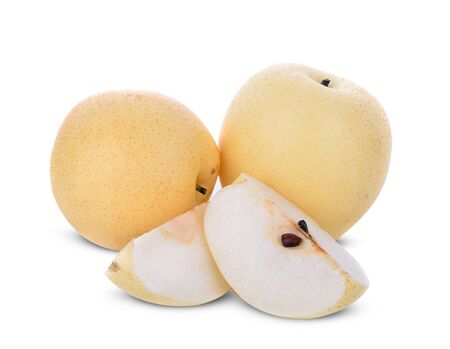 asian-pear fruit on white backgroundの写真素材