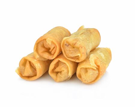 Fried Chinese Traditional Spring rolls food isolated on white backgroundの写真素材