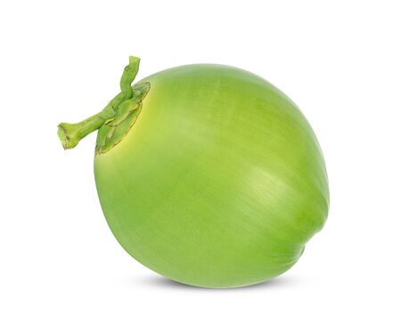 Green coconut Fruit isolated on white background.の写真素材