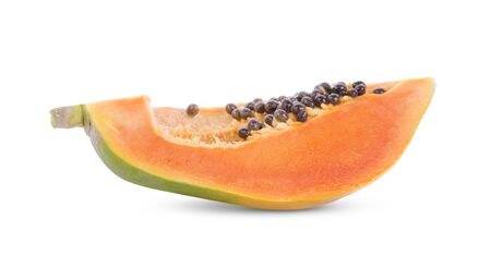 
slice papaya isolated on white backgroundの写真素材