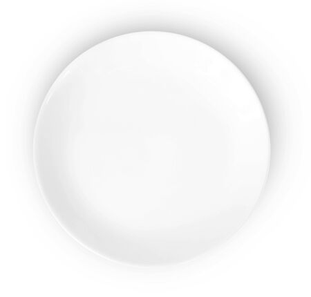 empty plate isolated on white backgroundの写真素材