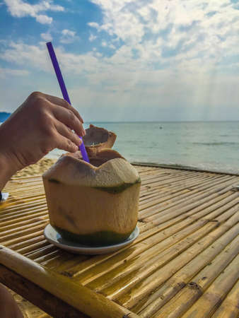 Coconut shake in the beachの素材