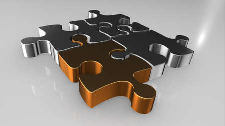 3D Puzzle silver, goldの写真素材