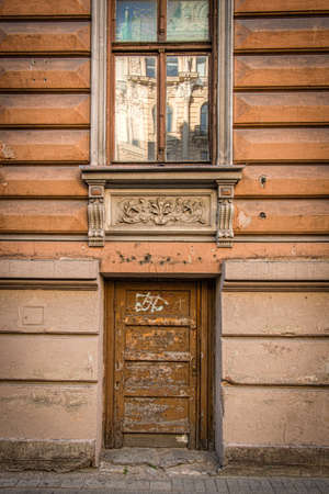 Old doorway with columns Rigaの写真素材