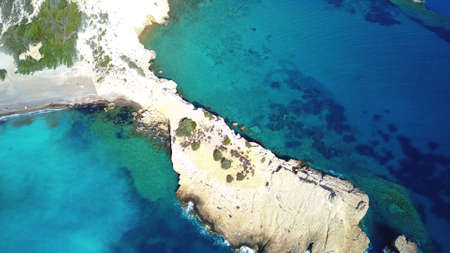 September 2017: Aerial View of Fourni Beach, Rodos island, Aegean Greeceの写真素材