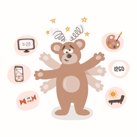 Confused hand drawn bear cute
