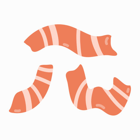 Flat illustration with slice of bacon for sandwiches and toasts in trendy naive style. Vector hand drawn clipart isolated on background. Healthy food for breakfast. Meat delicacies. Ham pork.のイラスト素材