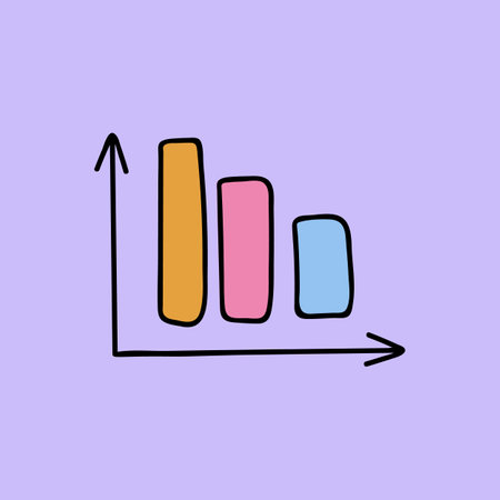 Cute hand drawn clipart of chart, graph. Infographic business element for presentations, statistics, reports. Vector illustration isolated on background with hand drawn doodle outline.のイラスト素材