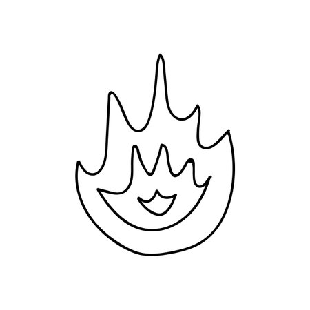Trendy hand drawn fire (symbol of deadline) in doodle style. Business icon about time on project, deadlines, dates, achievement tasks on right time. Vector illustration isolated on the backgroundのイラスト素材