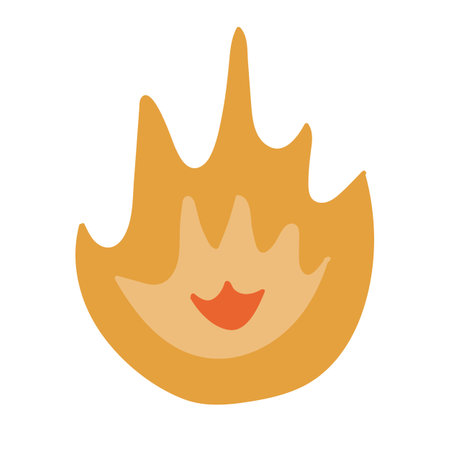 Trendy hand drawn fire (symbol of deadline) in cartoon style. Business icon about time on project, deadlines, dates, achievement tasks on right time. Vector illustration isolated on the backgroundのイラスト素材