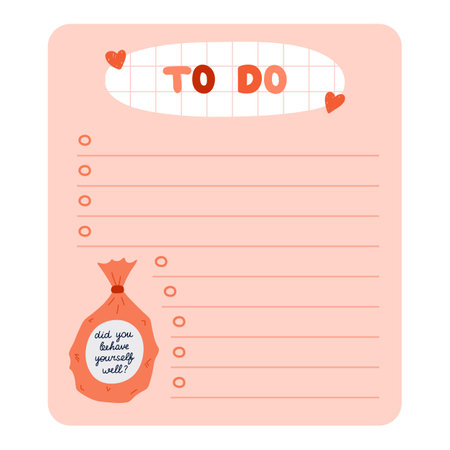 Cute scrapbook templates for planner (notes, to do, to buy and other) with illustrations about Christmas, New year, winter. With printable, editable illustrations. For school and university scheduleのイラスト素材