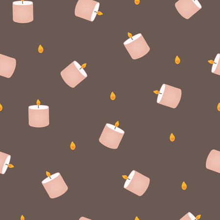 Vector hand drawn pattern with candles in the warm paletteのイラスト素材