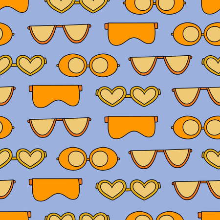 Cute and colorful vector seamless hand drawn pattern with sunglasses, eyeglasses and goggles